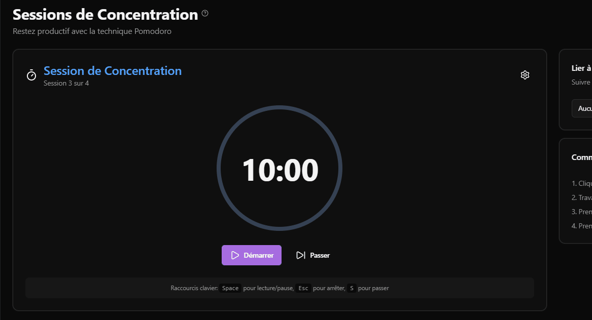 Suivi du Temps & Sessions de Concentration